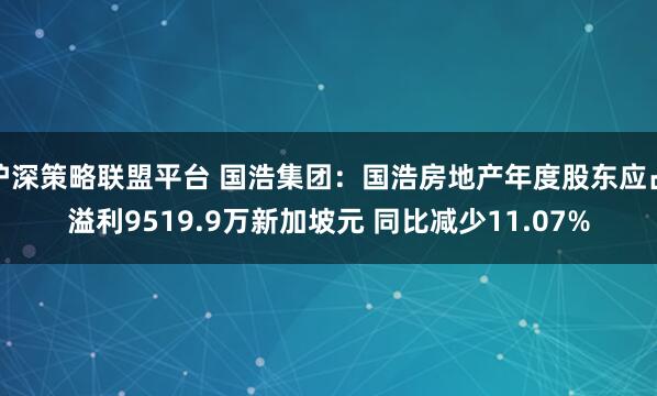 沪深策略联盟平台 国浩集团：国浩房地产年度股东应占溢利9519.9万新加坡元 同比减少11.07%